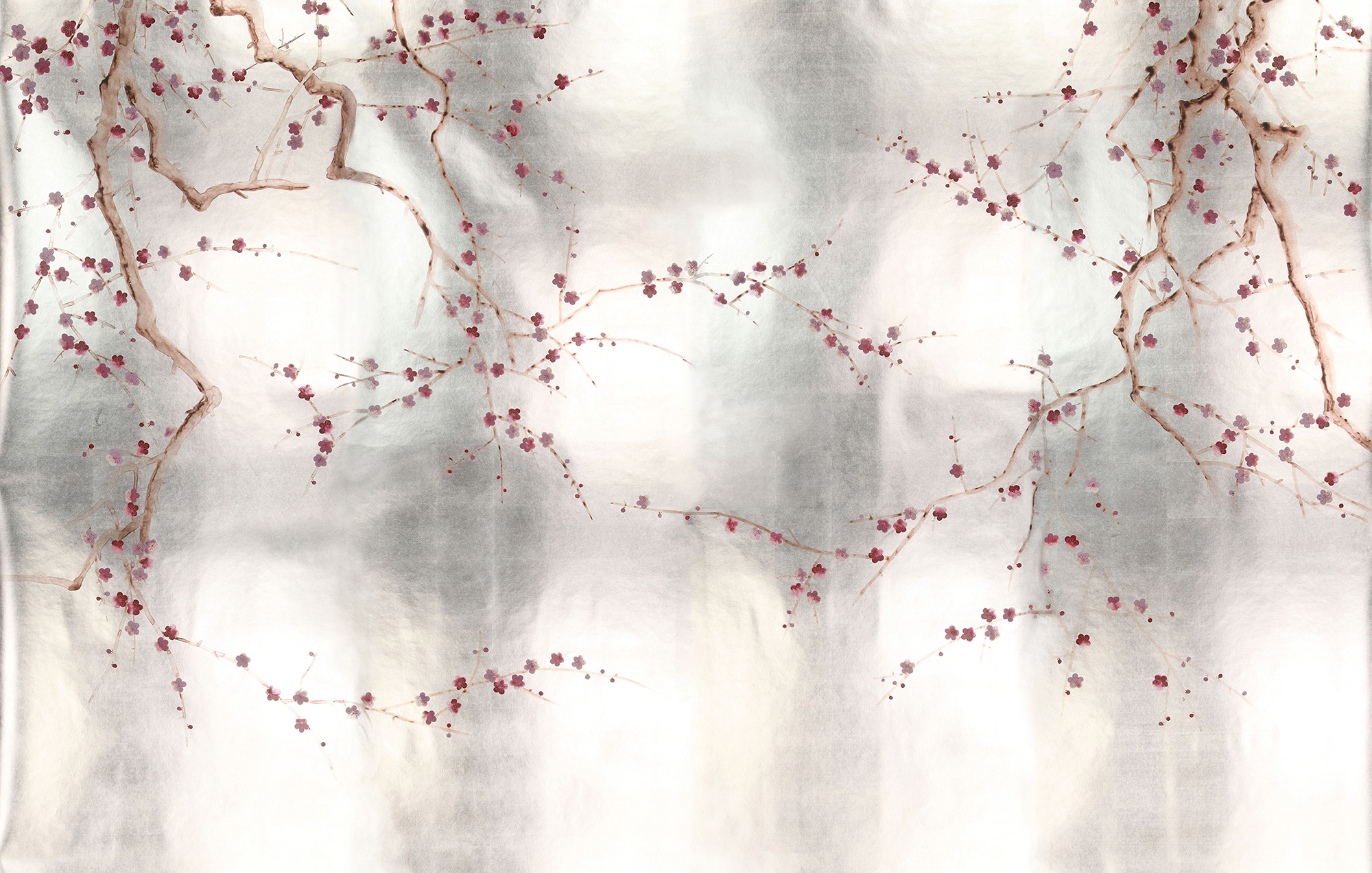Обои ручная роспись Plum Blossom Blossom on Tarnished Silver gilded paper Обои ручная роспись Plum Blossom Blossom on Tarnished Silver gilded paper - постер Loft-Concept в Саратове