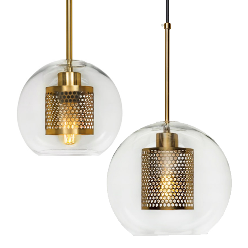 Perforated Vessel Pendant Lamp Gold Ball Золотой Прозрачное Стекло в Саратове | Loft Concept 