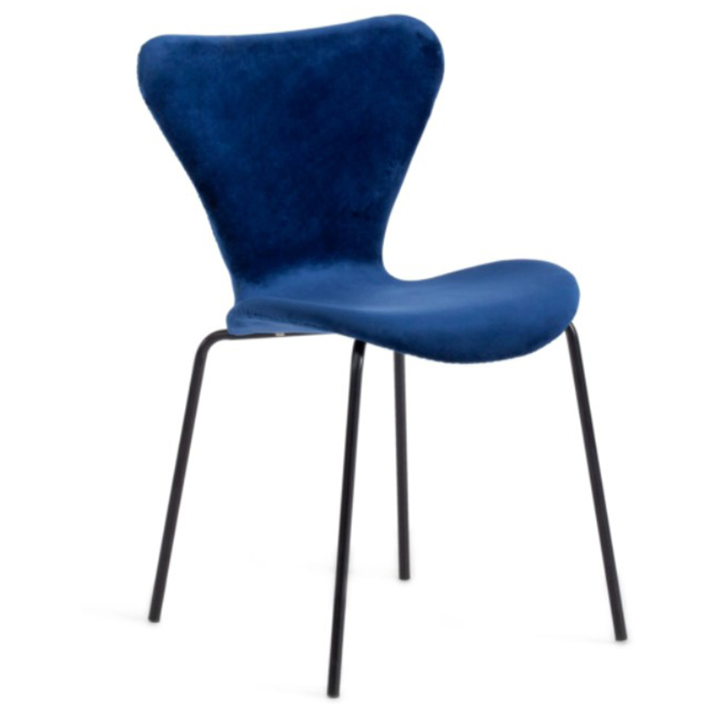 Стул Julissa Blue Chair флок Синий Черный Стул Julissa Blue Chair флок Синий Черный в Саратове | Loft Concept