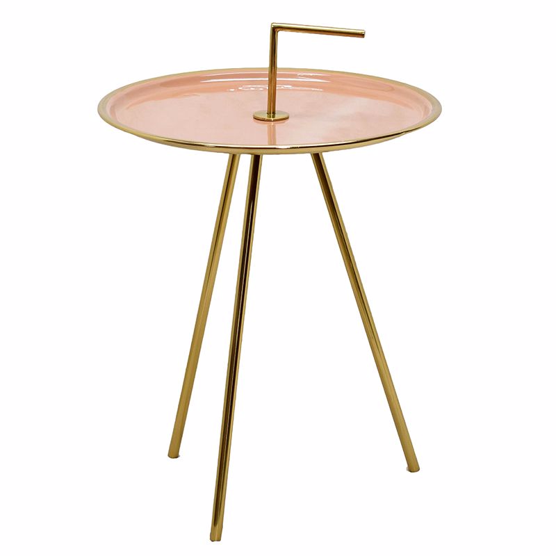 Приставной стол Salute Table Pink Розовый пастельный Глянцевое золото в Саратове | Loft Concept 