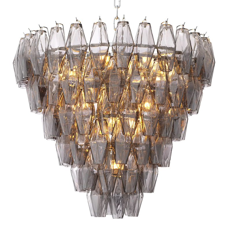 Люстра Eichholtz Chandelier Benini S Никель Стекло Смок в Саратове | Loft Concept 