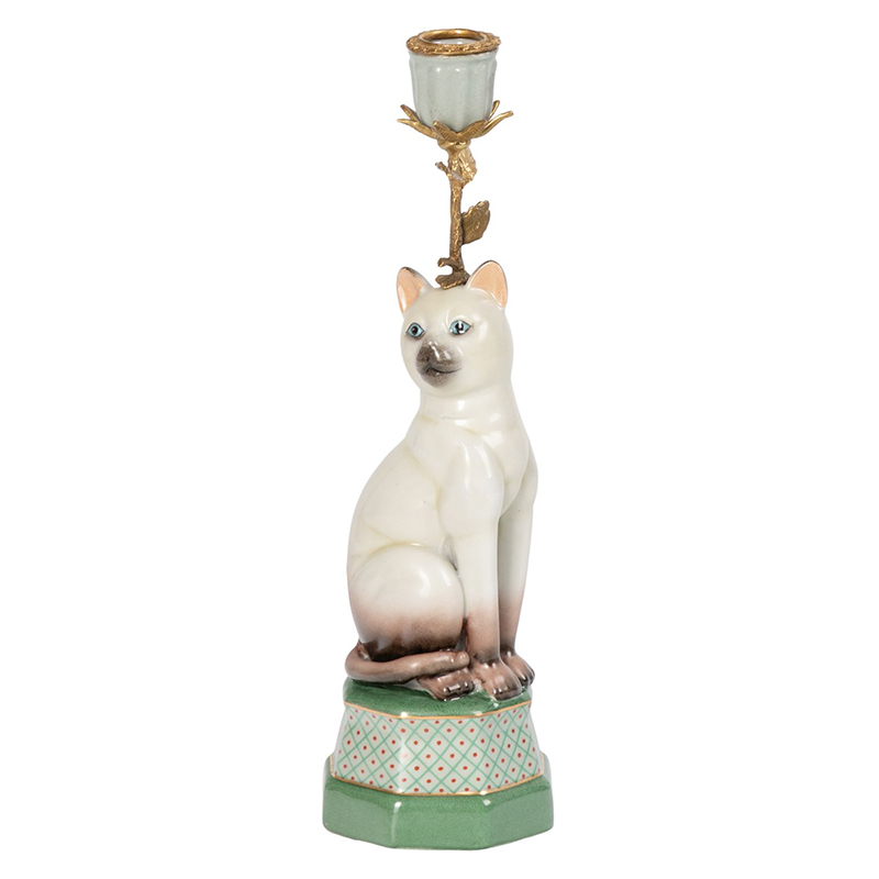 Подсвечник фигурка Кошка Candlestick cat Белый Мульти в Саратове | Loft Concept 