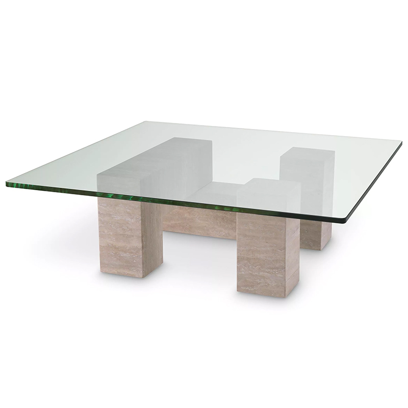 Кофейный стол Eichholtz Coffee Table Ikal Прозрачное Стекло Песочный в Саратове | Loft Concept 