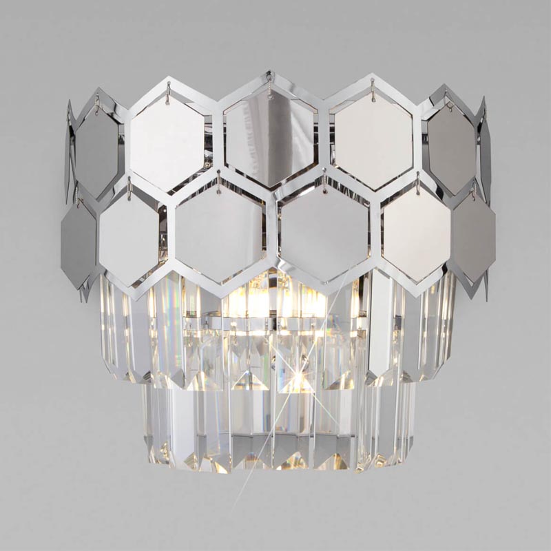 Бра Hanging Hexagon Moira Sconce chrome Прозрачный (Transparent) Хром в Саратове | Loft Concept 