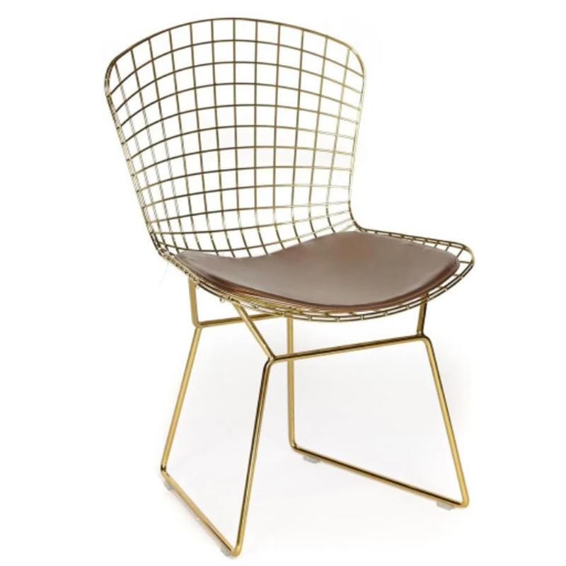 Стул Bertoia Chair Gold Золотой Коричневый в Саратове | Loft Concept 