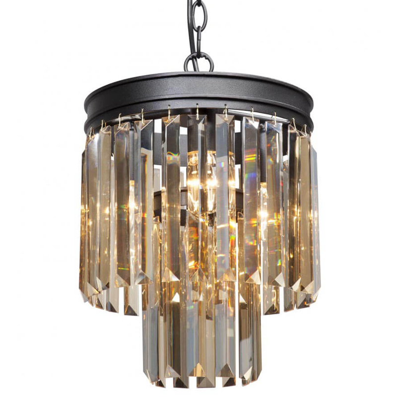 Светильник ODEON Amber GLASS Pendant lamp Янтарное Стекло D 27 Черный матовый Прозрачное Стекло в Саратове | Loft Concept 