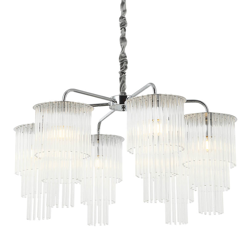 Люстра Harrison Chandelier chrome 6 lamp Хром Прозрачный в Саратове | Loft Concept 