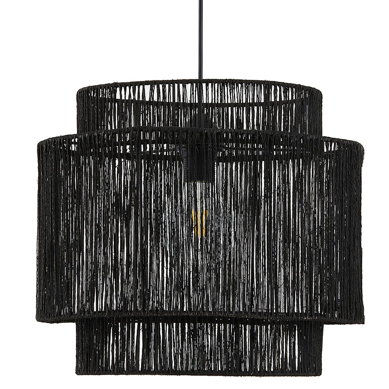 Подвесной светильник Signe Wicker Hemp Black Dual Черный в Саратове | Loft Concept 