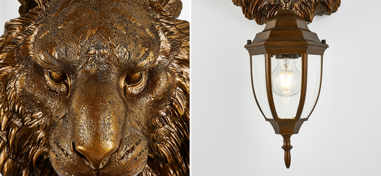 Коричневый уличный светильник с головой зверя ANIMAL LANTERN - фото