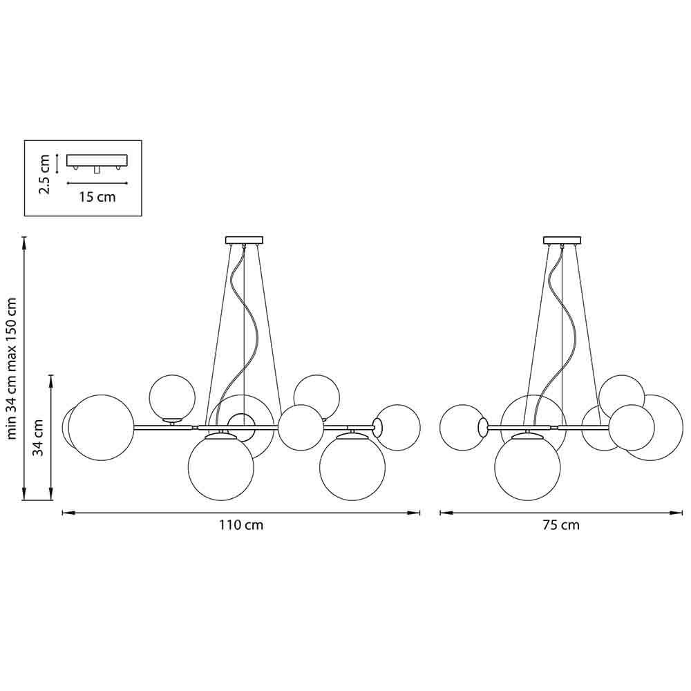 Люстра Bubbles on 4 Rings Chandelier Black в Саратове