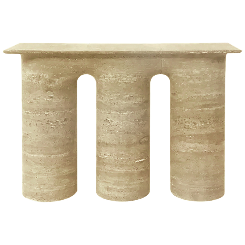 Консоль Three Columns Marble Travertine Console Песочный Коричневый в Саратове | Loft Concept 