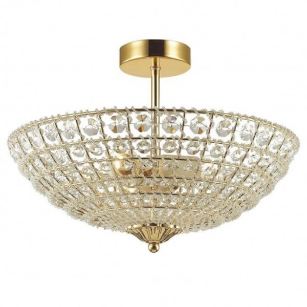 Потолочный светильник Casbah Crystal Top Lamp 3 Gold Прозрачный Глянцевое золото в Саратове | Loft Concept 