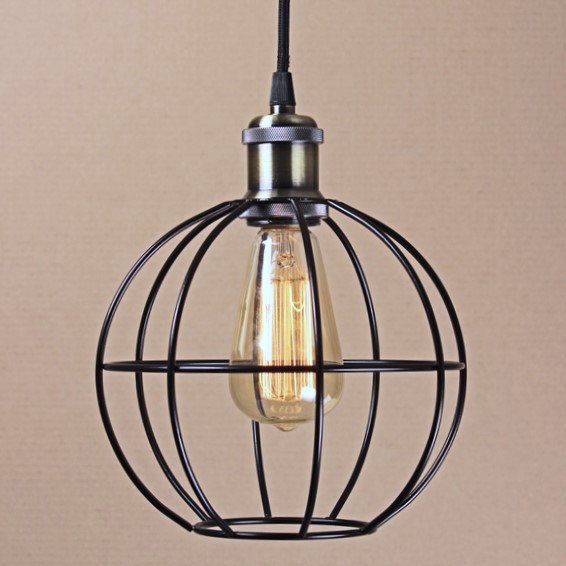 Подвесной светильник Wire Cage Pendant Ball Black Черный в Саратове | Loft Concept 