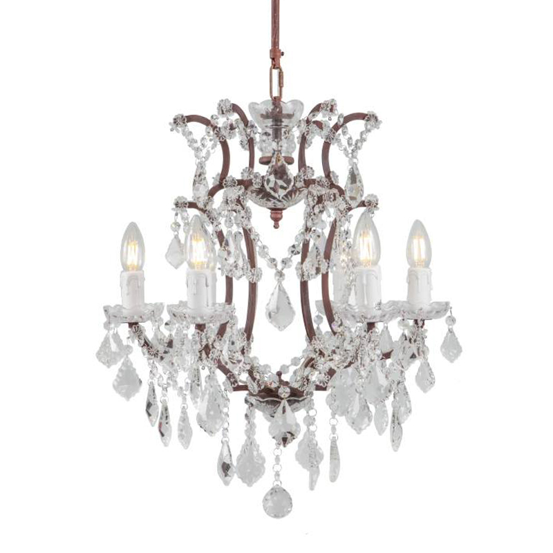 Люстра 19th c. Rococo IRON & CLEAR CRYSTAL Brown Chandelier 6 Коричневый винтаж Прозрачное Стекло в Саратове | Loft Concept 