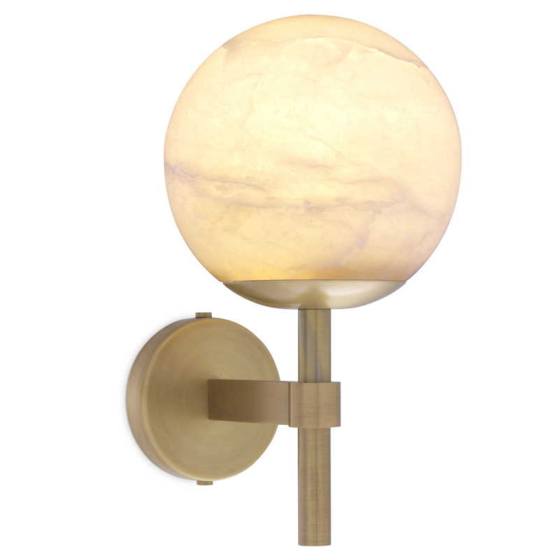 Бра Eichholtz Wall Lamp Jade alabaster Латунь Античная полированная Белый в Саратове | Loft Concept 