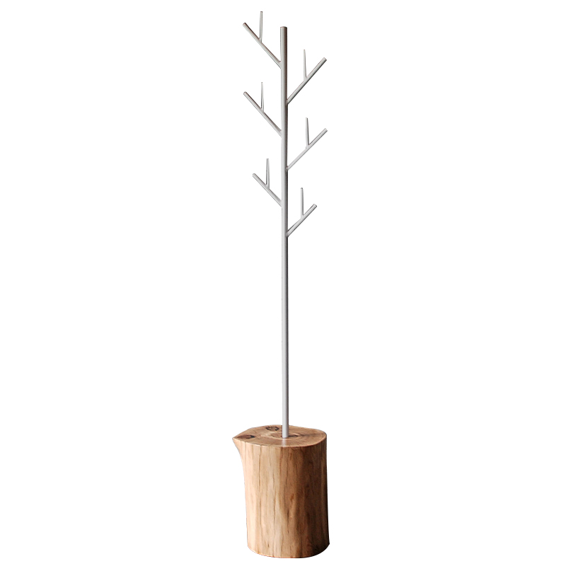 Вешалка Metal Branches and Stump Floor Hanger White Белый Светлый дуб в Саратове | Loft Concept 