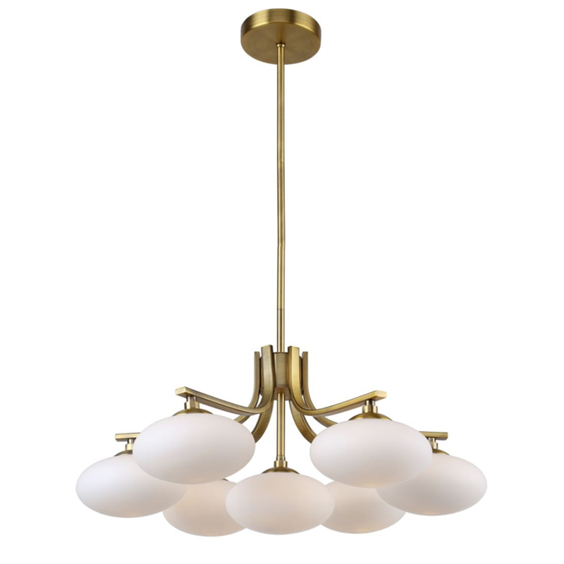 Oval Balls Mushrooms Chandelier 7 Brass Латунь Прозрачный белый в Саратове | Loft Concept 