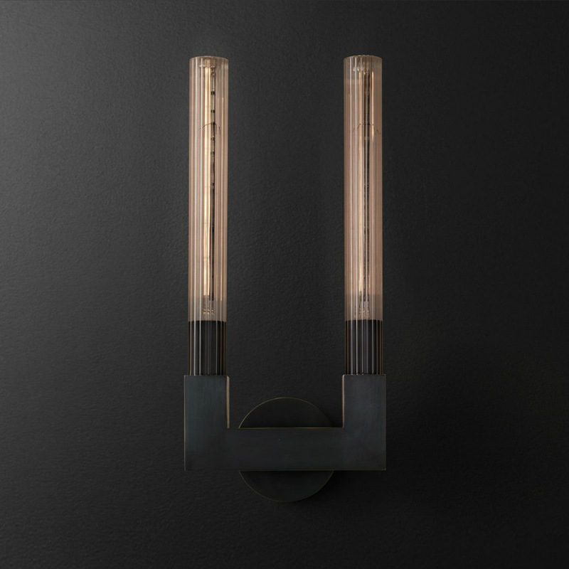 Бра RH CANNELLE wall lamp DOUBLE Sconces Black Черный Прозрачное Стекло в Саратове | Loft Concept 