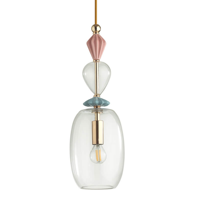 Подвесной светильник Iris Glas hanging lamp candy B Прозрачное Стекло Розовый пастельный Голубой в Саратове | Loft Concept 