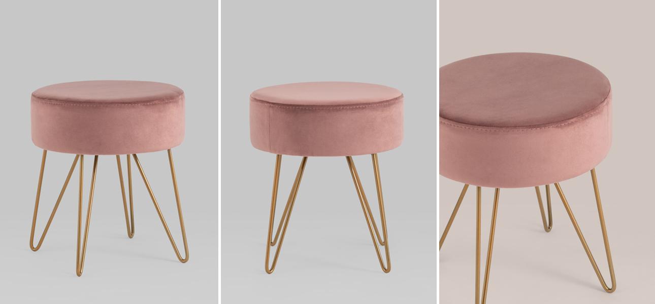 Пуф пыльно-розовый велюр Elegant Juliet   - фото