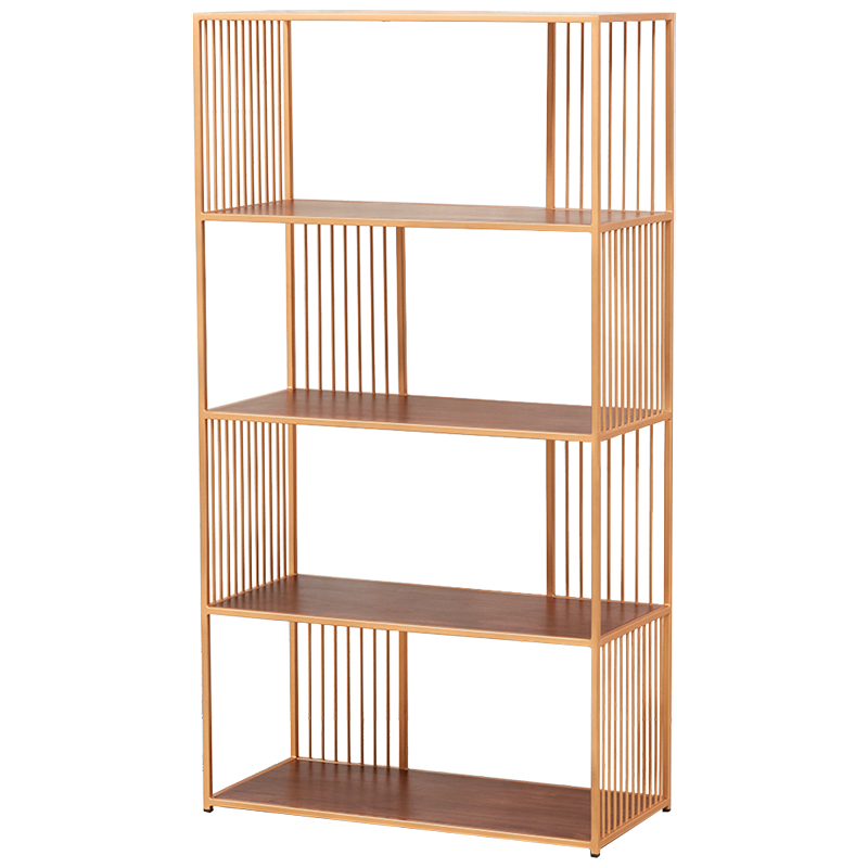 Стеллаж Blaise Metal Rack Латунь Древесина в Саратове | Loft Concept 