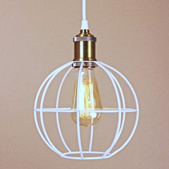 Подвесной светильник Wire Cage Pendant Ball White Белый в Саратове | Loft Concept 