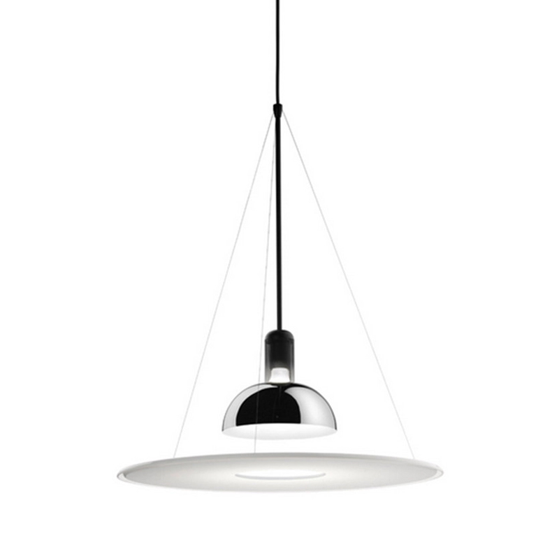 Подвесной светильник Flos Frisbi Lamp Сталь Белое матовое стекло в Саратове | Loft Concept 