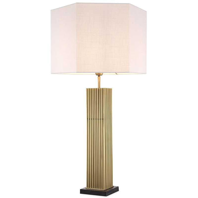 Настольная лампа Eichholtz Table Lamp Viggo Brass Латунь Белый в Саратове | Loft Concept 