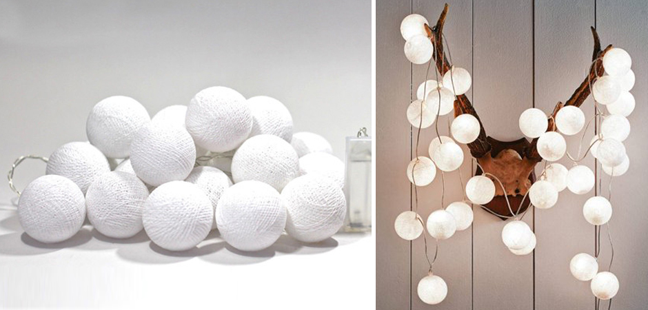 Гирлянда хлопковые фонарики Сotton Ball White - Loft-Concept в Саратове