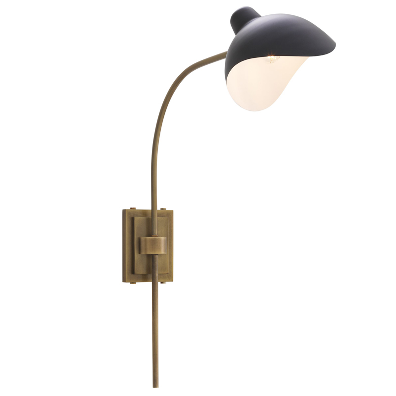 Бра Eichholtz Wall Lamp Pelham Brass Черный Латунь Античная полированная в Саратове | Loft Concept 