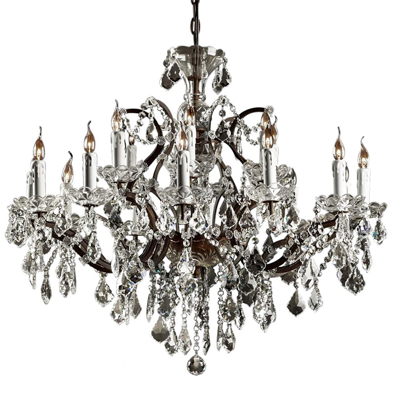 Люстра 19th c. Rococo IRON & CLEAR CRYSTAL Brown Chandelier 18 Прозрачное Стекло Коричневый винтаж в Саратове | Loft Concept 