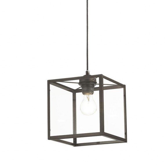 Подвесной светильник Loft Industrial Ortogonal Pendant Cube Brown Прозрачное Стекло Коричневый в Саратове | Loft Concept 