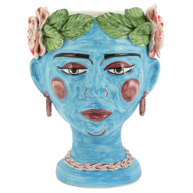 Ваза VASE HEAD SELVA COLOR Light blue Винтажный голубой Зеленый в Саратове | Loft Concept 