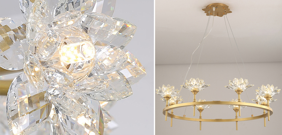 Люстра Хрустальные Цветы Лотоса Lotus flower Clear Glass lamp 8 Люстра Хрустальные Цветы Лотоса Lotus flower Clear Glass lamp 8 - Loft-Concept в Саратове