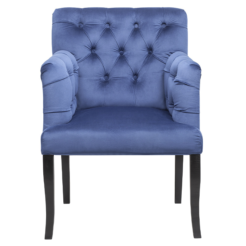 Кресло Addison Chic Armchair deep blue velour Синий Черный в Саратове | Loft Concept 