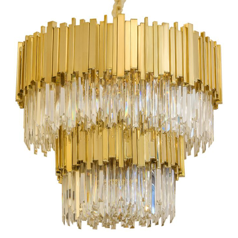 Круглая многоярусная люстра Luxxu Modern Cascade Chandelier Gold Metal Glass Золотой Прозрачное Стекло в Саратове | Loft Concept 