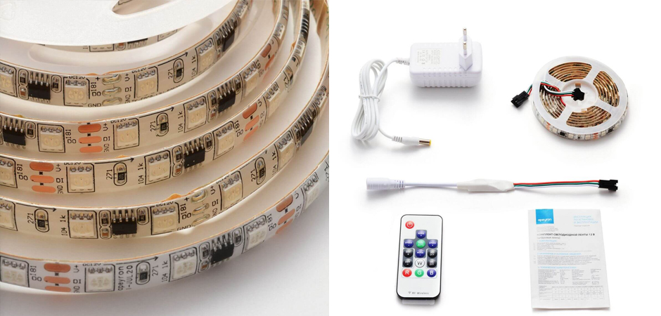 Комплект светодиодной влагозащищенной ленты 14,4W/m 60Led/m 5050SMD разноцветный 2M Комплект светодиодной влагозащищенной ленты 14,4W/m 60Led/m 5050SMD разноцветный 2M - Loft-Concept в Саратове