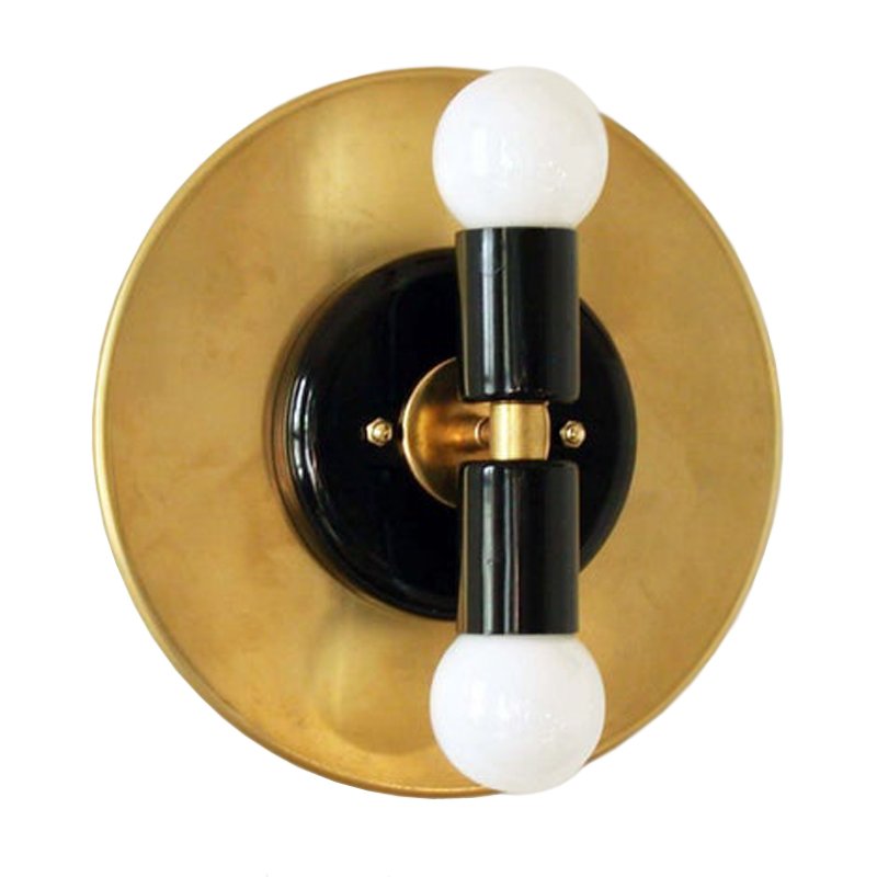 Modern Wall Double Sconce Gold Black Глянцевое золото Черный в Саратове | Loft Concept 