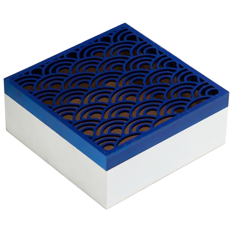 Шкатулка Deep Blue Scales Pattern Box Белый Синий в Саратове | Loft Concept 