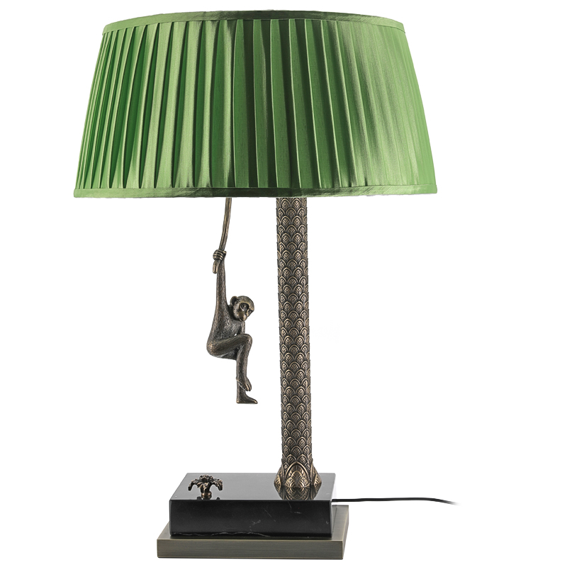 Настольная лампа Джунгли Table Lamp Jungle Green Латунь Античная полированная Черный Мрамор Nero Зеленый в Саратове | Loft Concept 