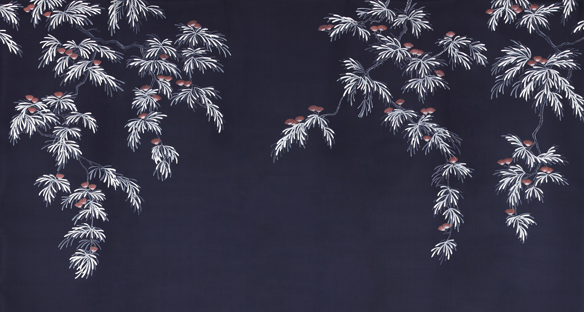 Обои ручная роспись Silk Tree Special Colourway on Empire Blue dyed silk Обои ручная роспись Silk Tree Special Colourway on Empire Blue dyed silk - постер Loft-Concept в Саратове