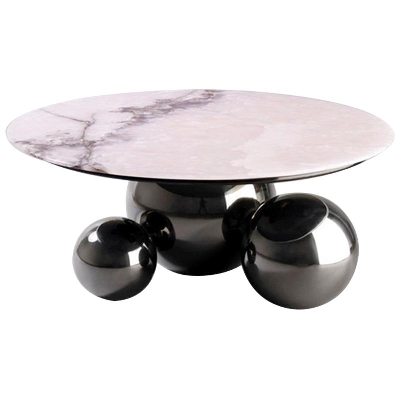 Кофейный стол Ball Metal Graphite Coffee Table Графит Белый Мрамор Bianco в Саратове | Loft Concept 