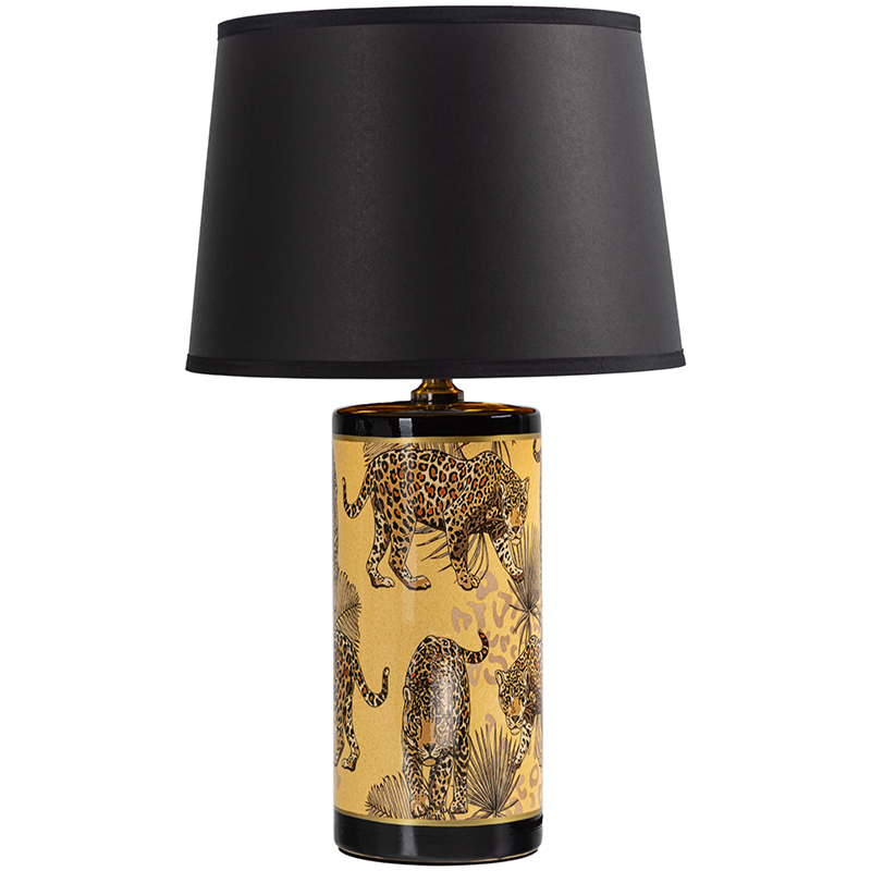 Настольная лампа с абажуром Leopard Lampshade Black Желтый Черный в Саратове | Loft Concept 