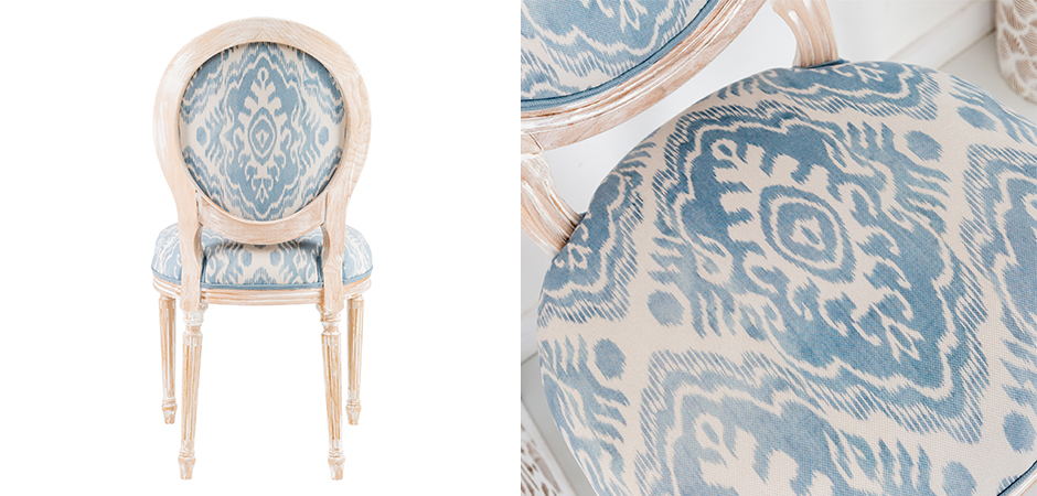 Мягкий стул со светло-голубым узором Ikat Pattern 2 Мягкий стул со светло-голубым узором Ikat Pattern 2 - Loft-Concept в Саратове