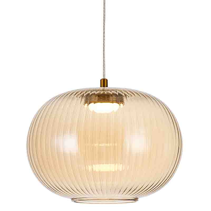 Подвесной светильник с янтарным рифленым стеклянным плафоном Ferm Living Янтарный Латунь Подвесной светильник с янтарным рифленым стеклянным плафоном Ferm Living Янтарный Латунь в Саратове | Loft Concept