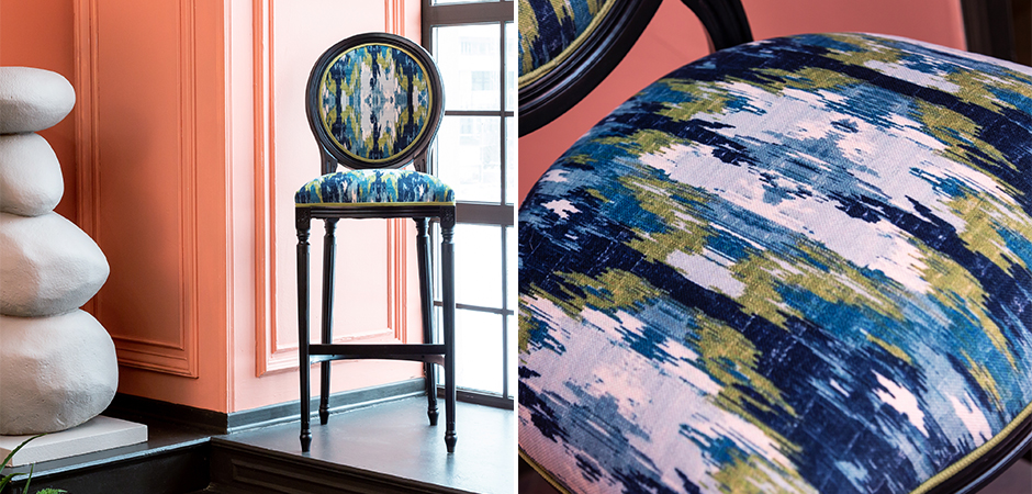 Барный стул с сине-зеленым узором Ikat Pattern Барный стул с сине-зеленым узором Ikat Pattern - Loft-Concept в Саратове
