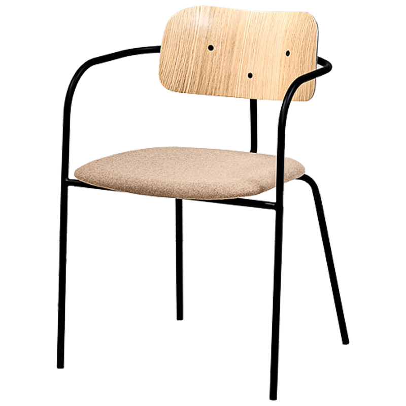 Стул Pilar Loft Stool beige Черный Бежевый Древесина в Саратове | Loft Concept 