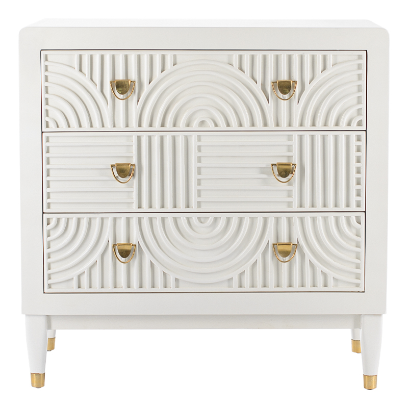 Комод с 3-мя ящиками Seymour Chest Of Drawers white Белый Белый Латунь в Саратове | Loft Concept 