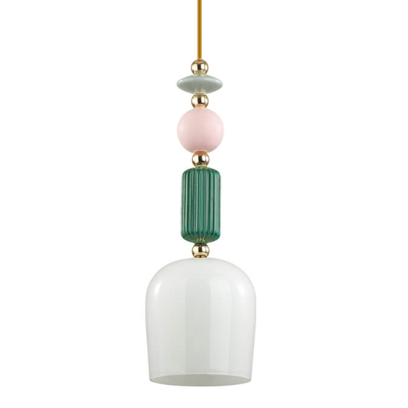 Подвесной светильник Iris hanging lamp candy green Белое матовое стекло Розовый пастельный Зеленый в Саратове | Loft Concept 