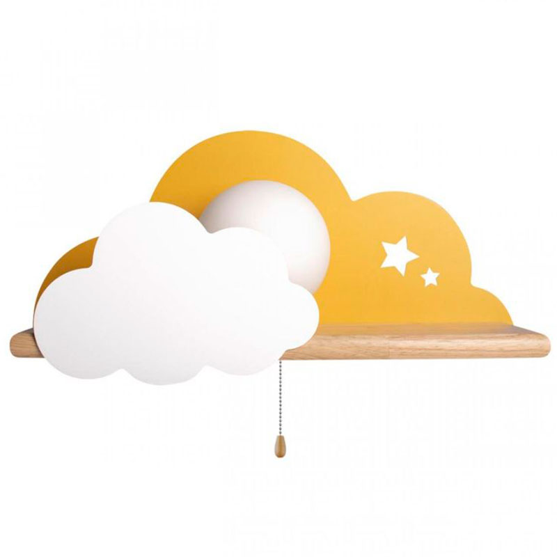 Бра с полкой желтое Облако Wall Lamp Yellow Cloud Желтый Древесина в Саратове | Loft Concept 